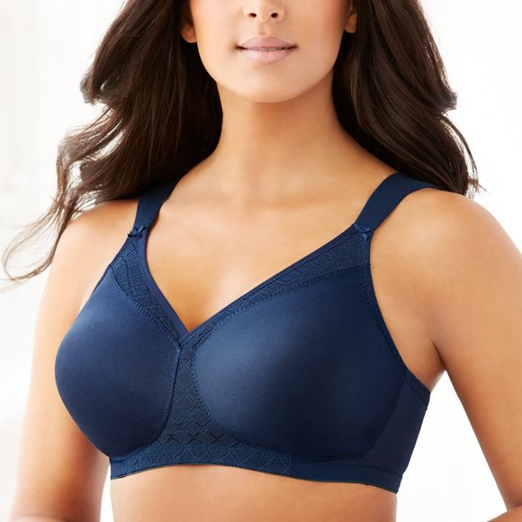 Set of 3! 36D Glamorise SOFT SHOULDERS Bra (T-SHIRT) Wicking SEAMLESS BLUE NEW - Picture 12 of 14